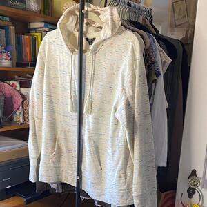 J. Crew Cream Hoodie with Multicolor Accents